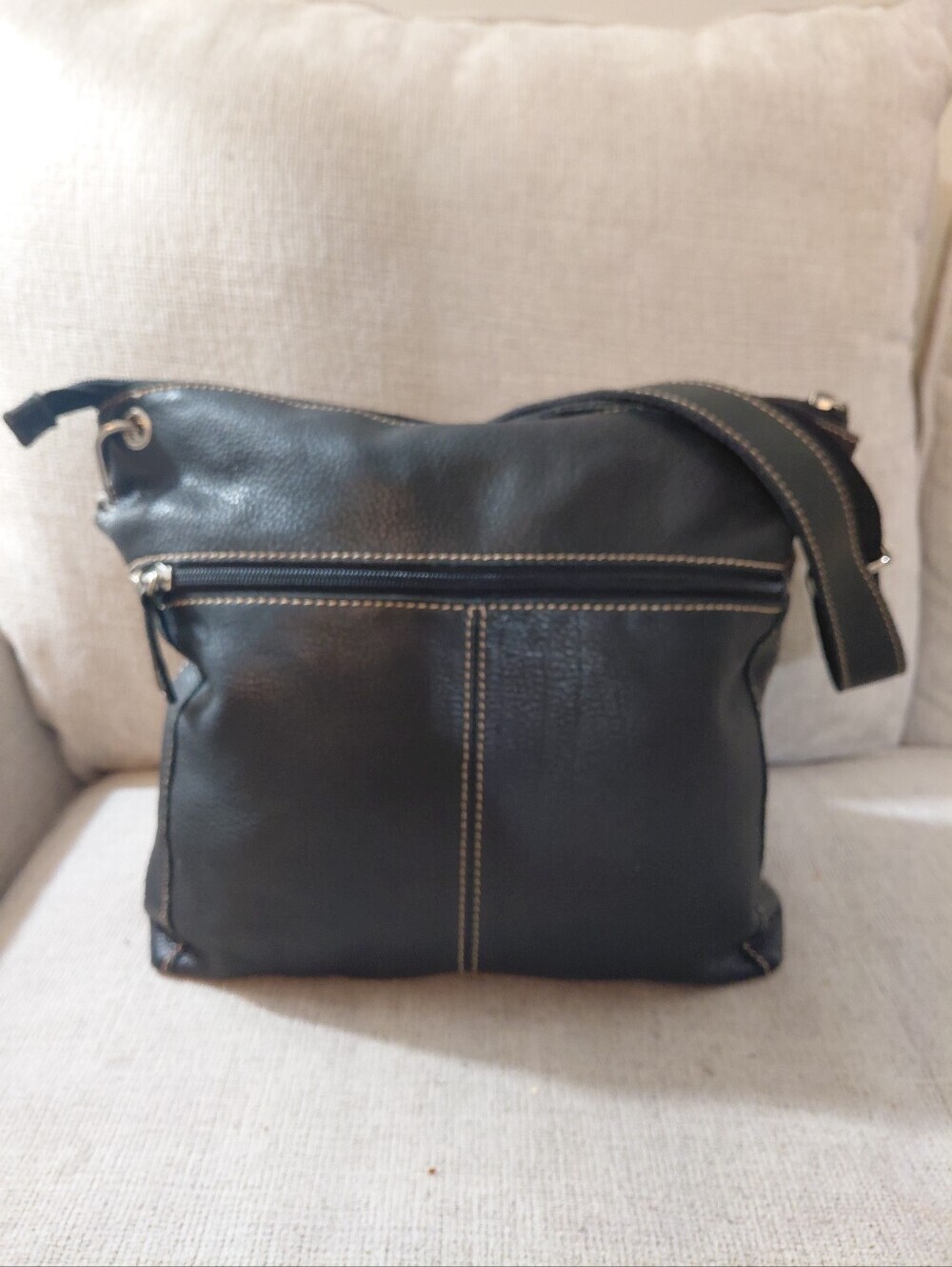 Fossil Black Leather Messenger Crossbody Shoulder Bag - Picture 3 of 13